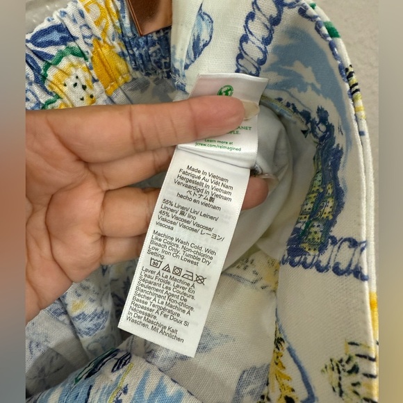 J. Crew Factory Printed elastic-back linen-blend pleated short - Picture 8 of 8